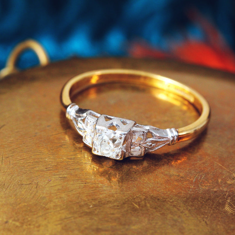Vintage 1950's Art Deco Diamond Engagement Ring – Fetheray
